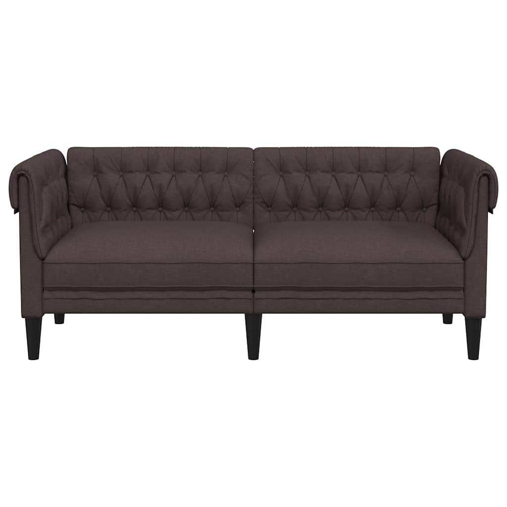 Canapé Chesterfield 2 places marron foncé tissu - XIOS