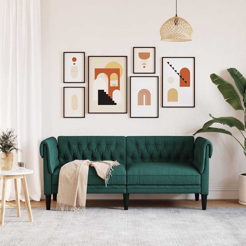 Canapé Chesterfield 2 places vert foncé tissu - XIOS