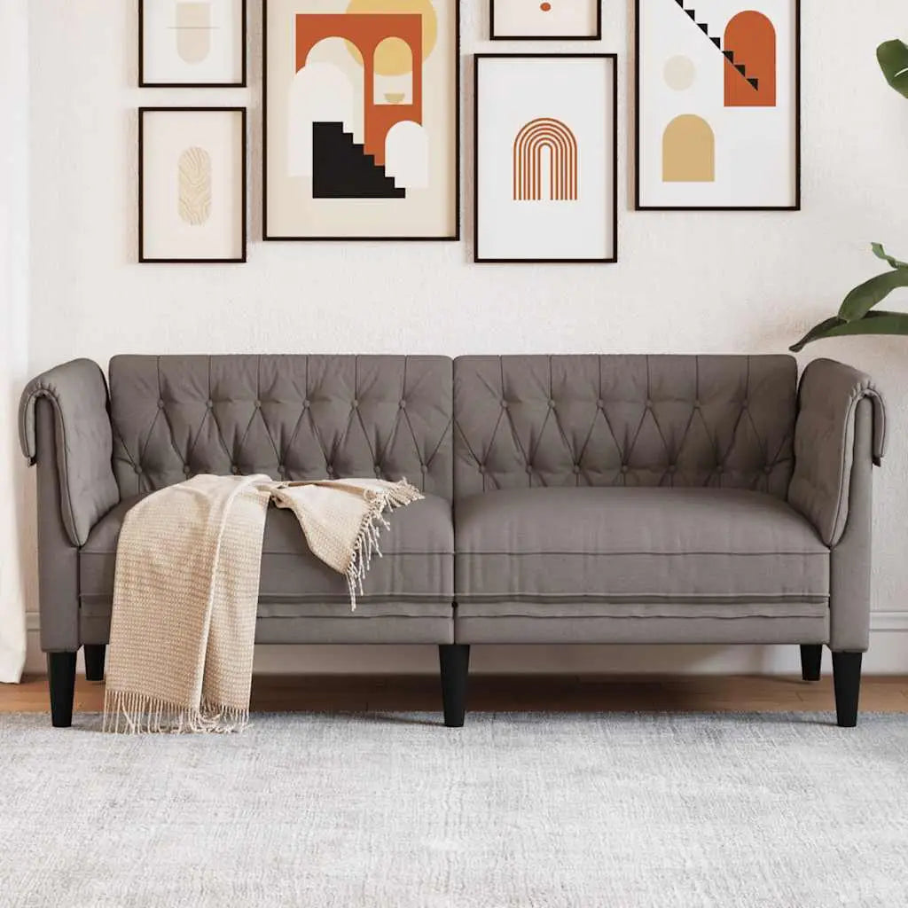 Canapé Chesterfield 2 places taupe tissu - XIOS