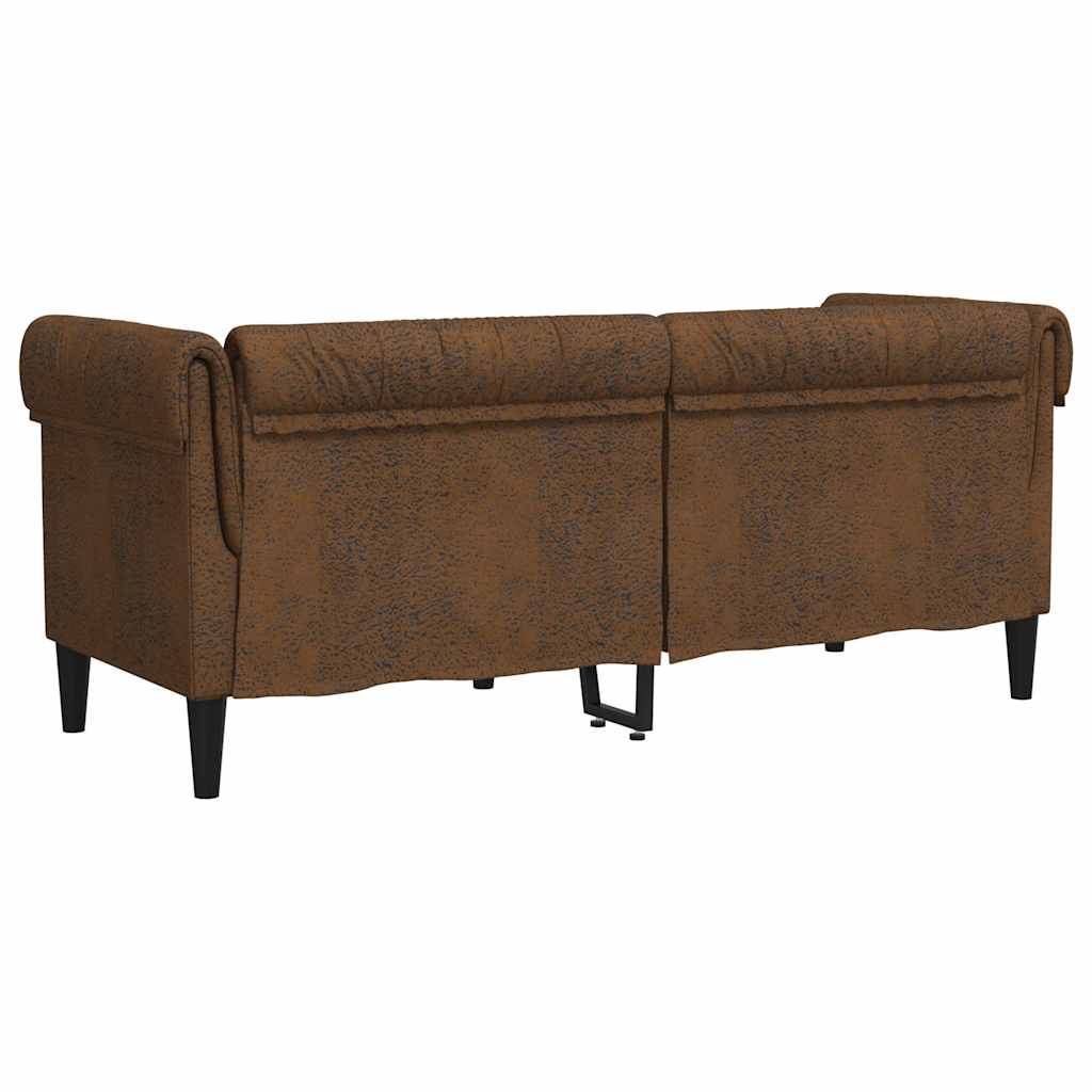 Canapé Chesterfield 2 places marron tissu - XIOS