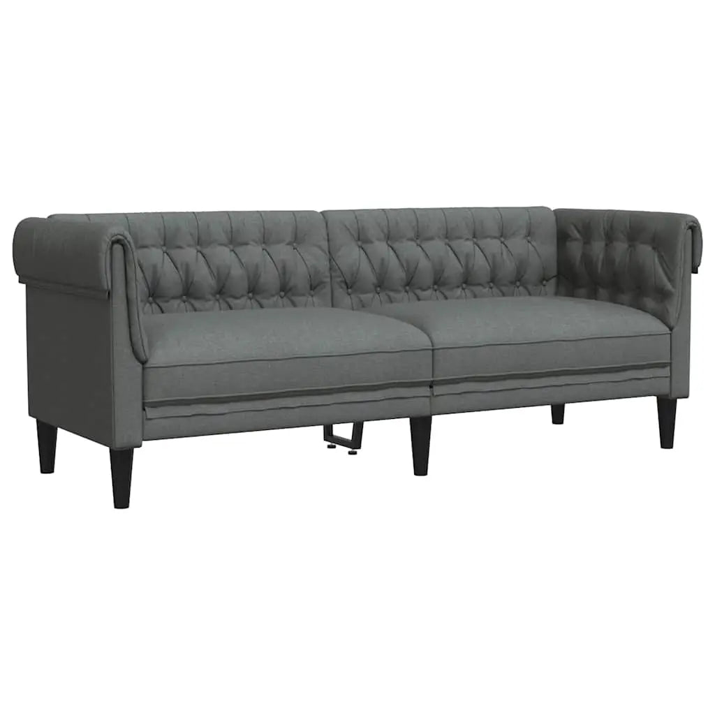 Canapé Chesterfield 3 places gris foncé tissu - XIOS