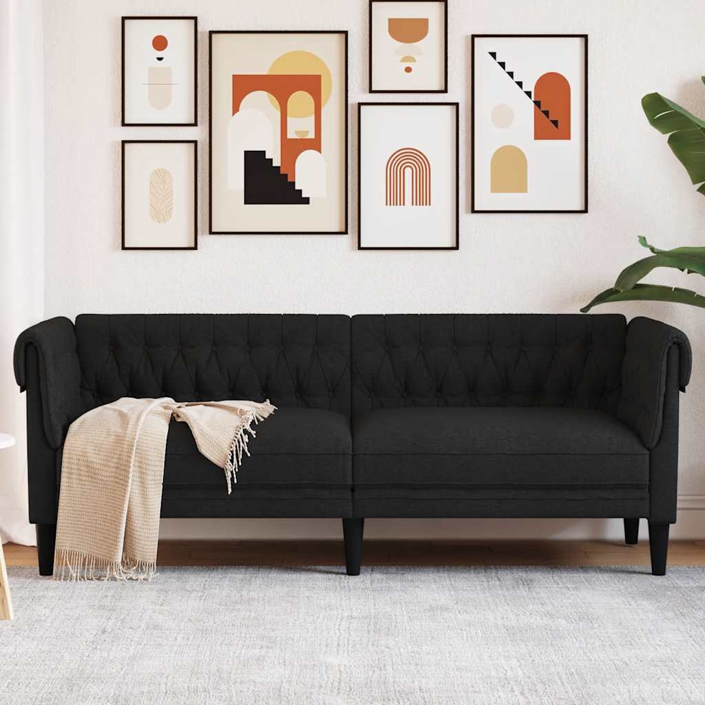 Canapé Chesterfield 3 places noir tissu - XIOS