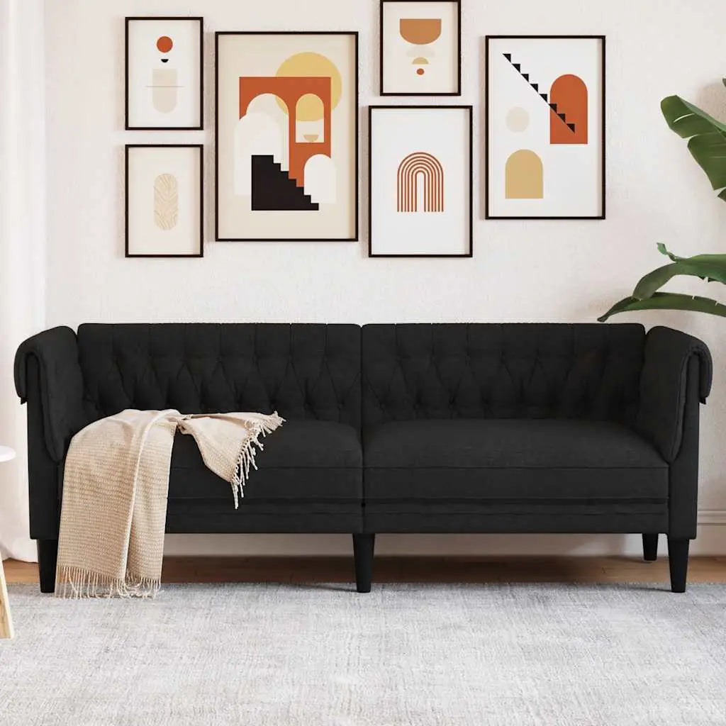 Canapé Chesterfield 3 places noir tissu - XIOS