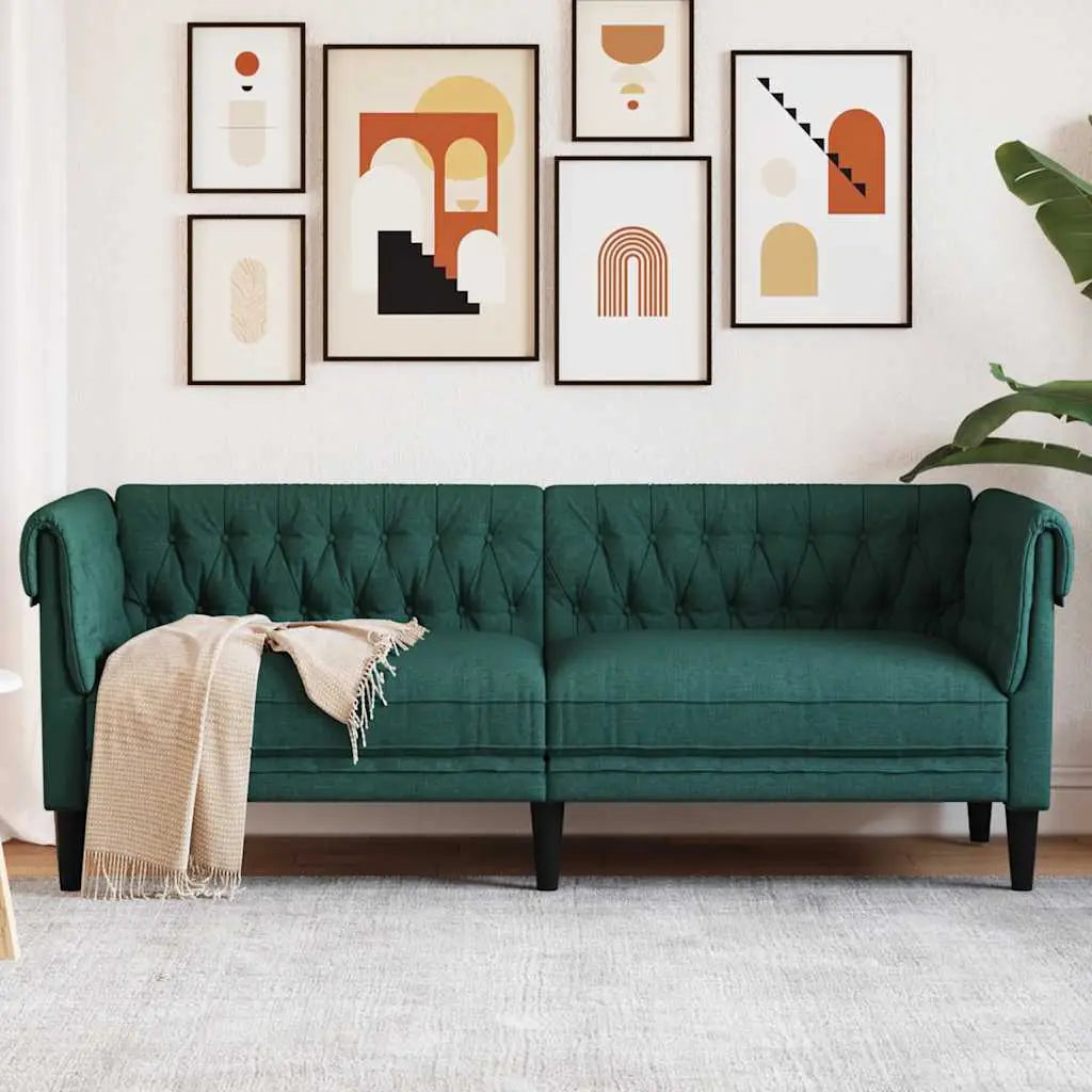 Canapé Chesterfield 3 places vert foncé tissu - XIOS