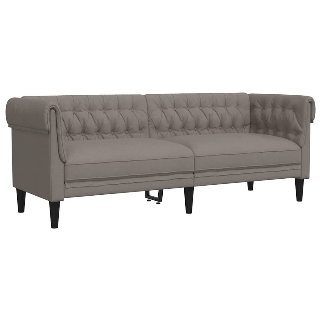 Canapé Chesterfield 3 places taupe tissu - XIOS