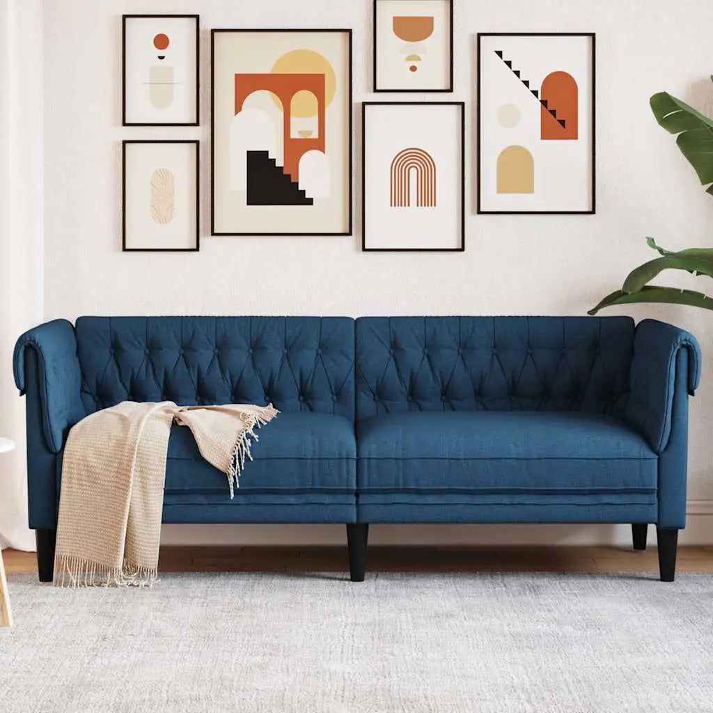 Canapé Chesterfield 3 places bleu tissu - XIOS