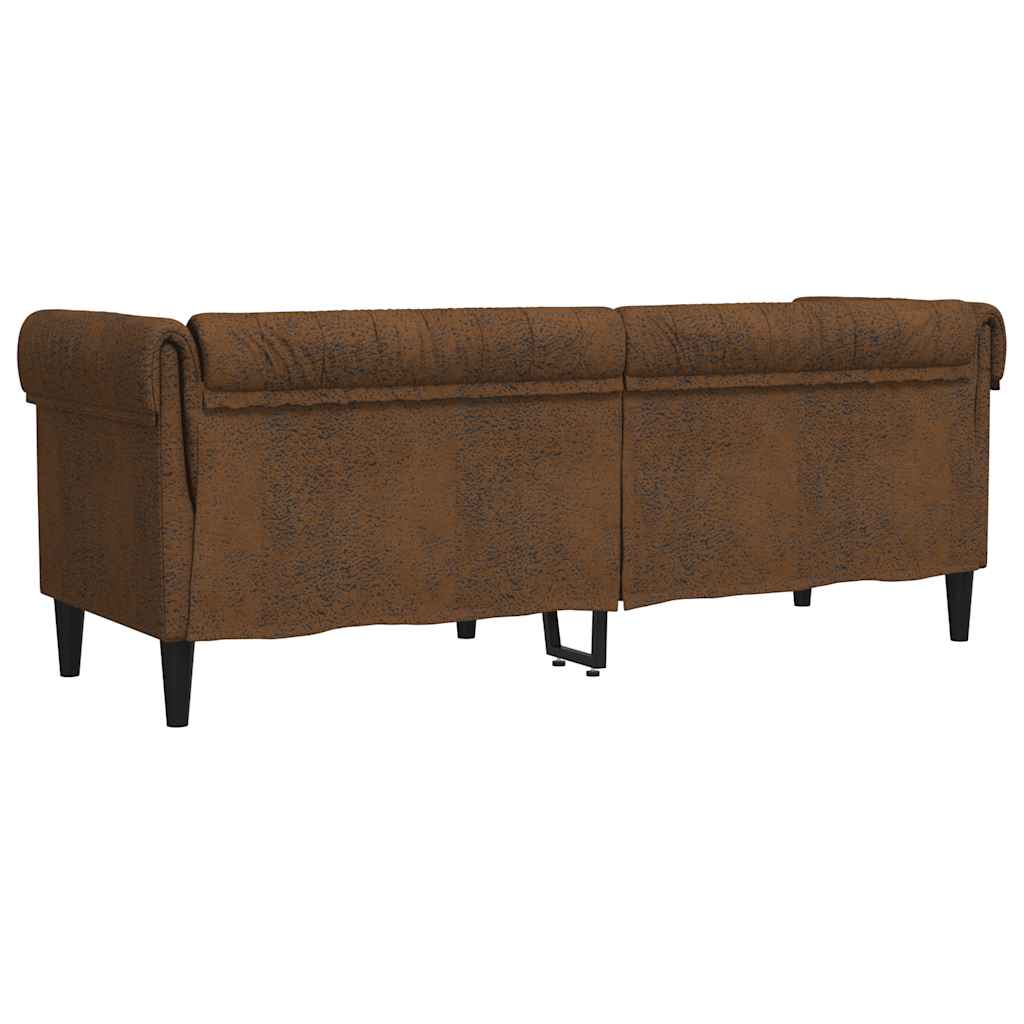 Canapé Chesterfield 3 places marron tissu - XIOS