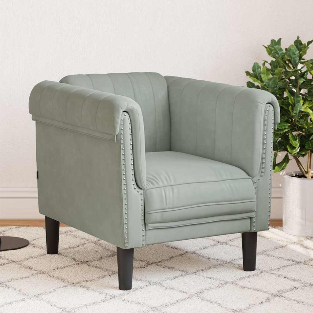 Fauteuil gris clair Velours - XIOS