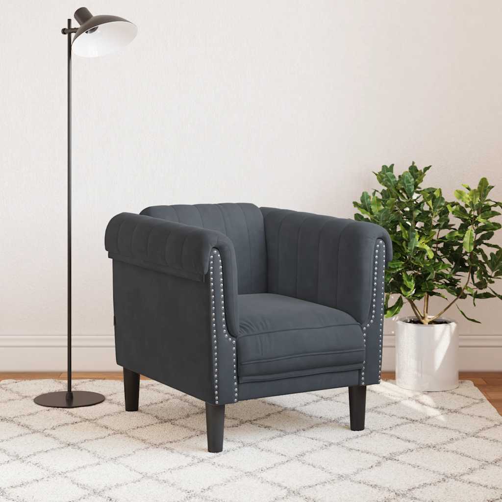 Fauteuil gris foncé velours - XIOS