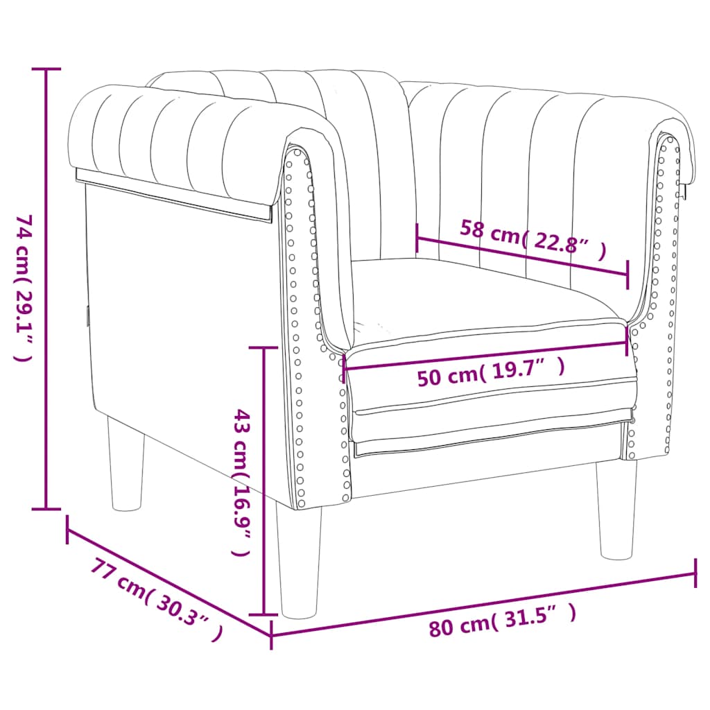 Fauteuil gris foncé velours - XIOS