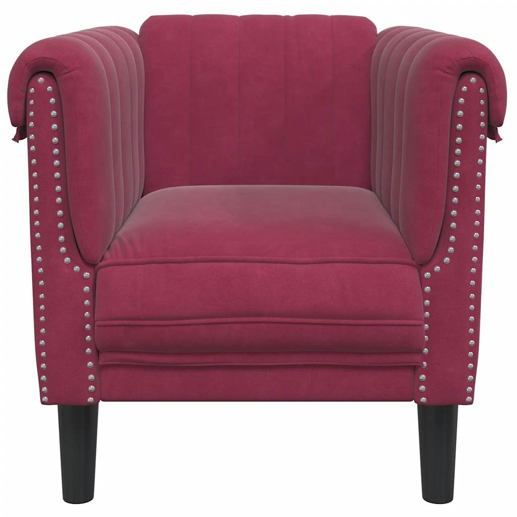 Fauteuil rouge bordeaux velours - XIOS