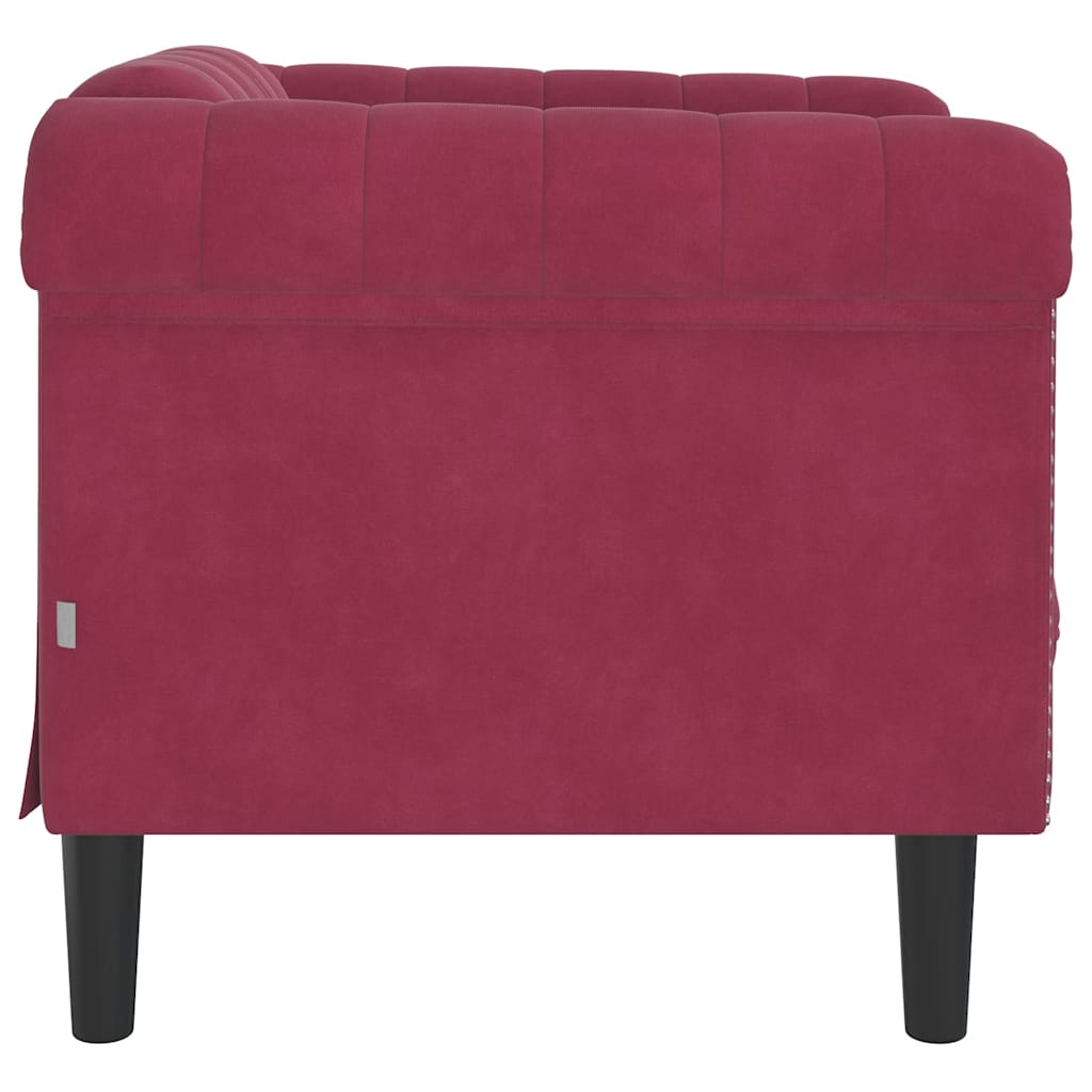 Fauteuil rouge bordeaux velours - XIOS