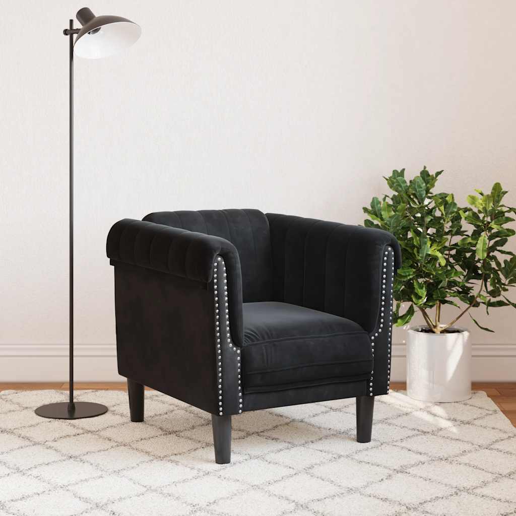 Fauteuil noir velours - XIOS