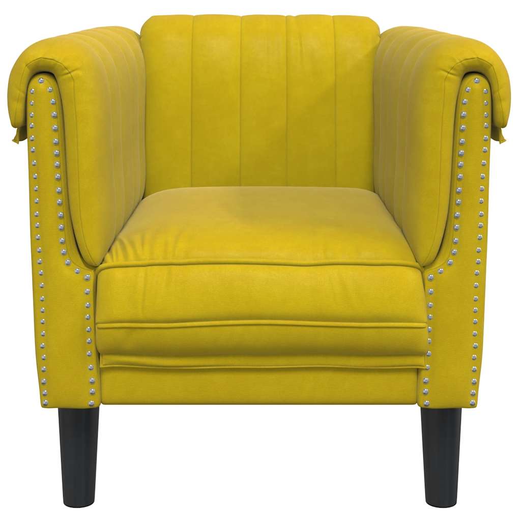Fauteuil jaune velours - XIOS