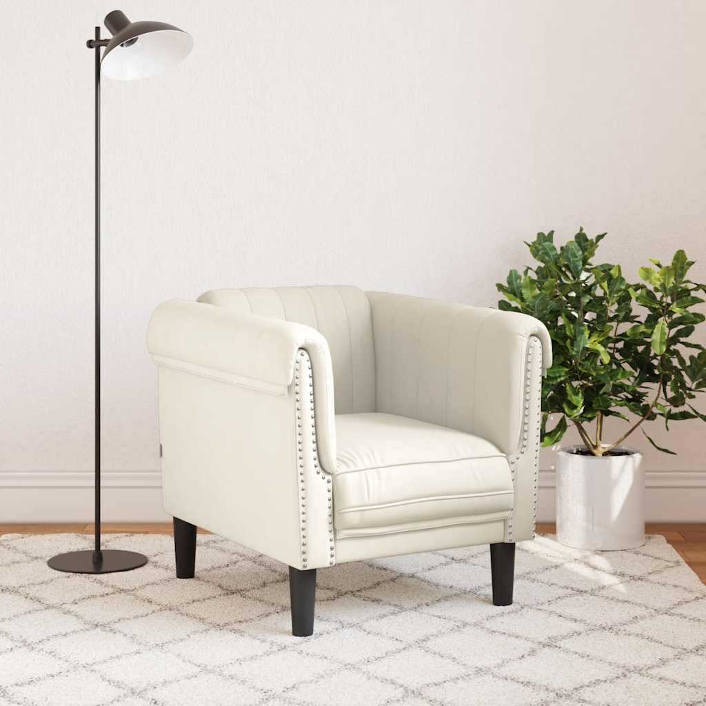 Fauteuil crème velours - XIOS