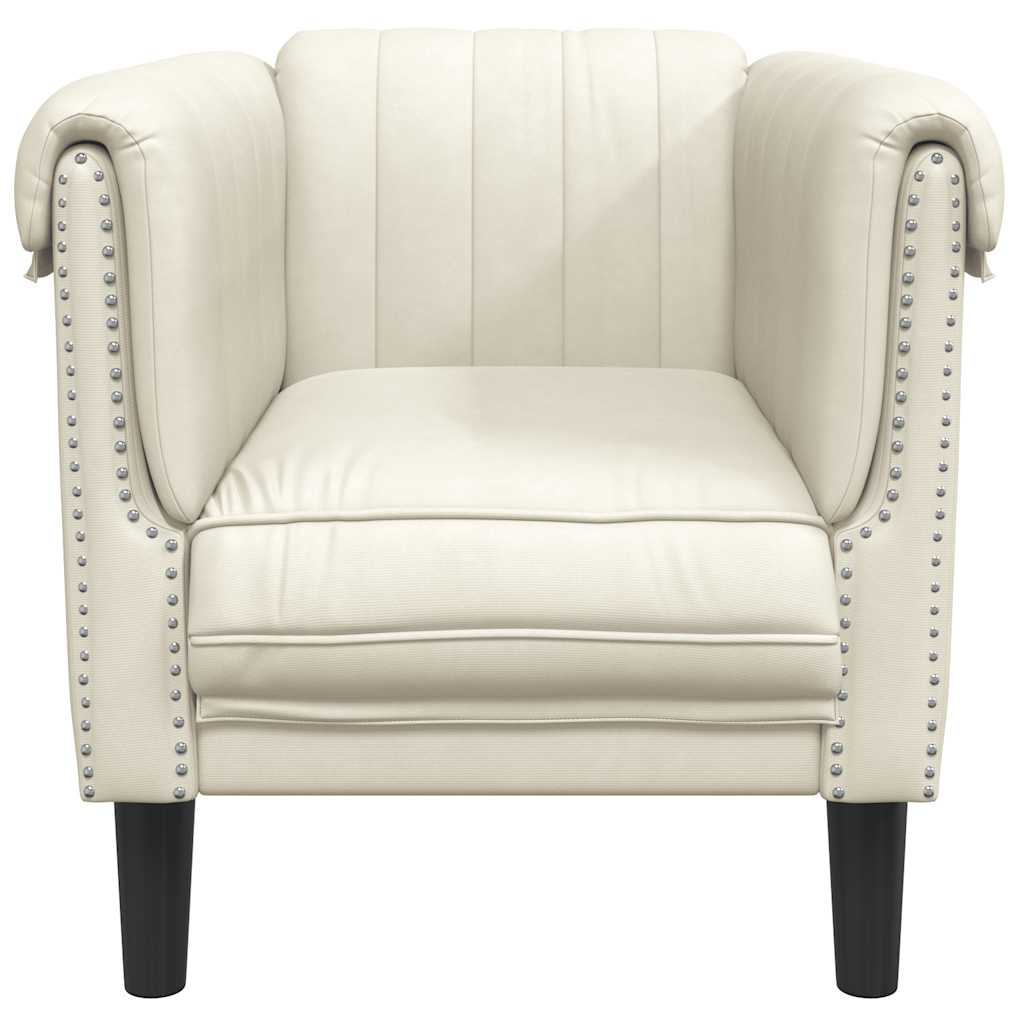 Fauteuil crème velours - XIOS