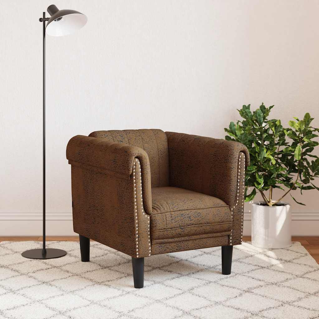 Fauteuil marron similicuir daim - XIOS