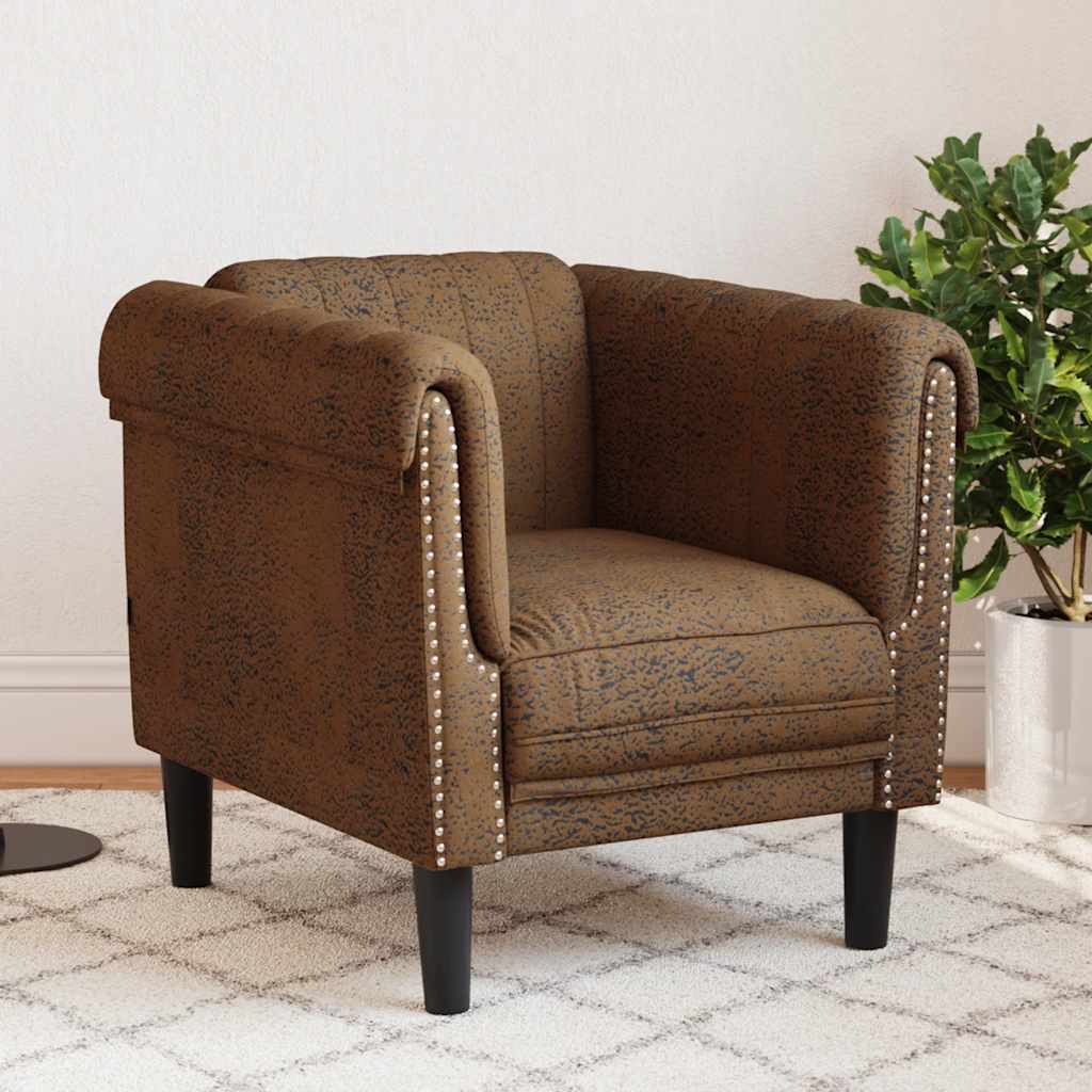 Fauteuil marron similicuir daim - XIOS