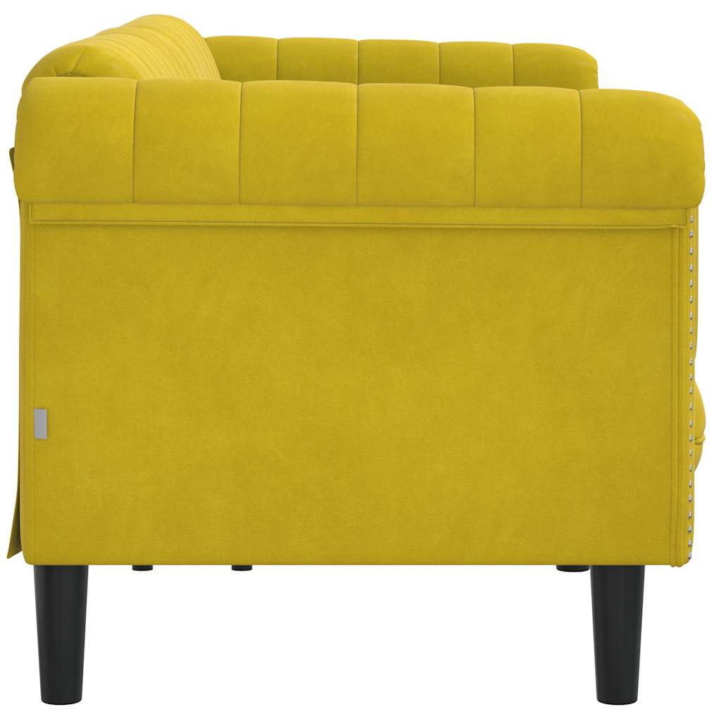 Canapé à 3 places jaune velours - XIOS