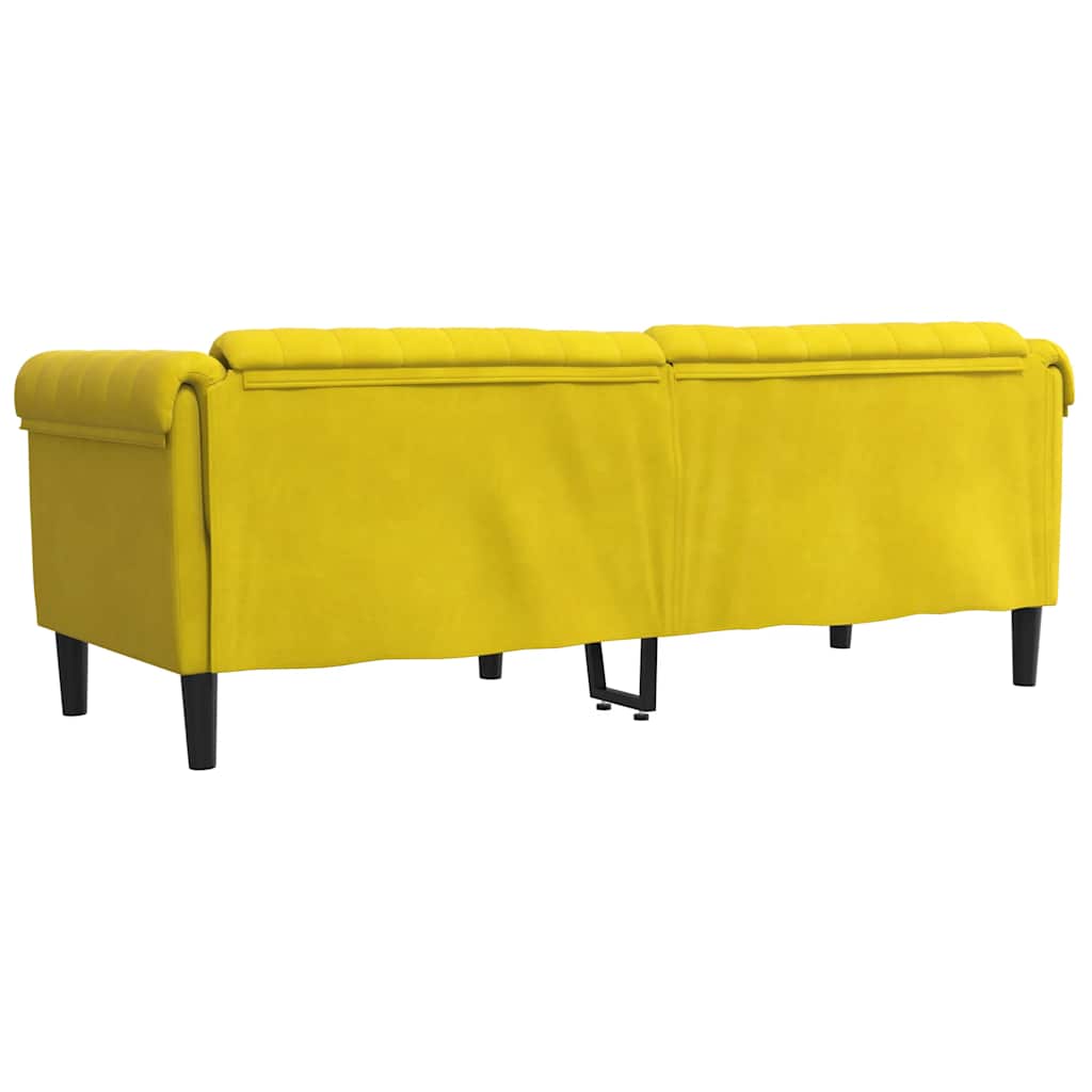 Canapé à 3 places jaune velours - XIOS