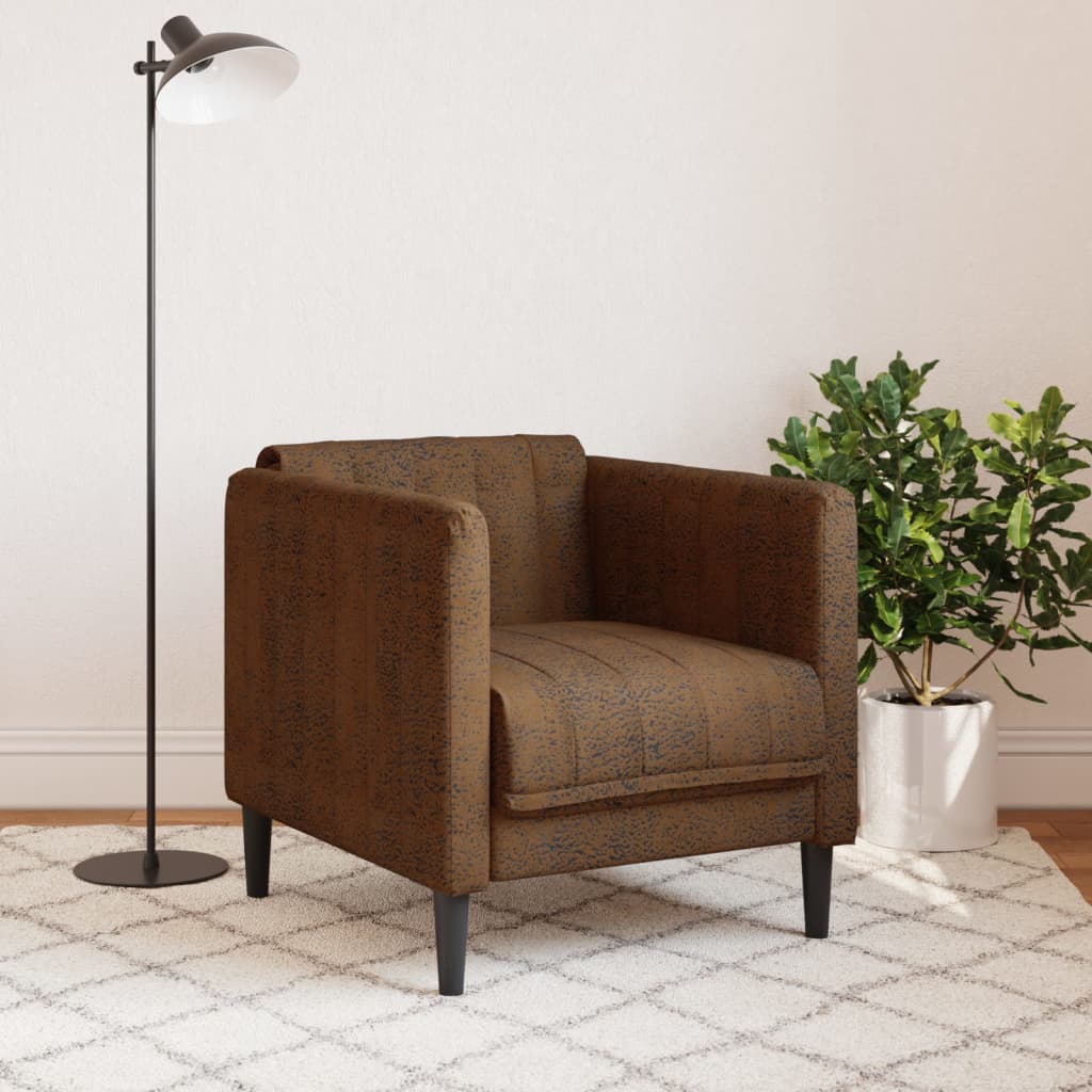 Fauteuil marron similicuir daim