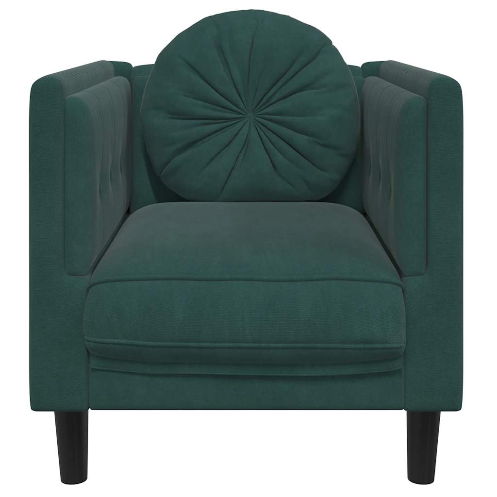 Fauteuil avec coussin vert foncé velours - XIOS