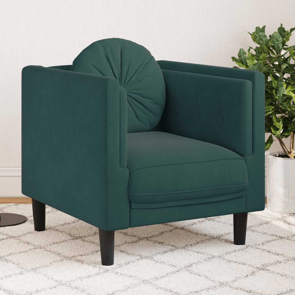 Fauteuil avec coussin vert foncé velours - XIOS
