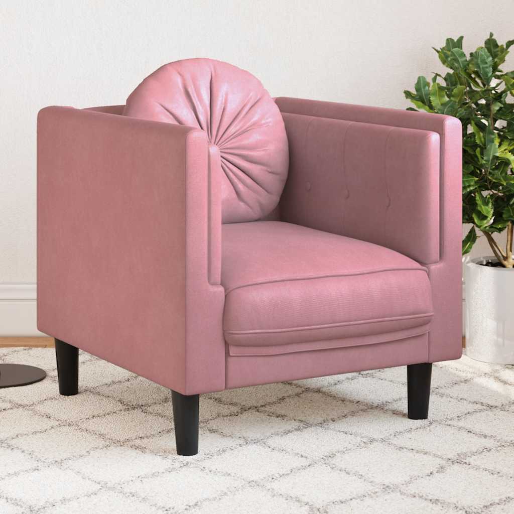 Fauteuil avec coussin rose velours - XIOS