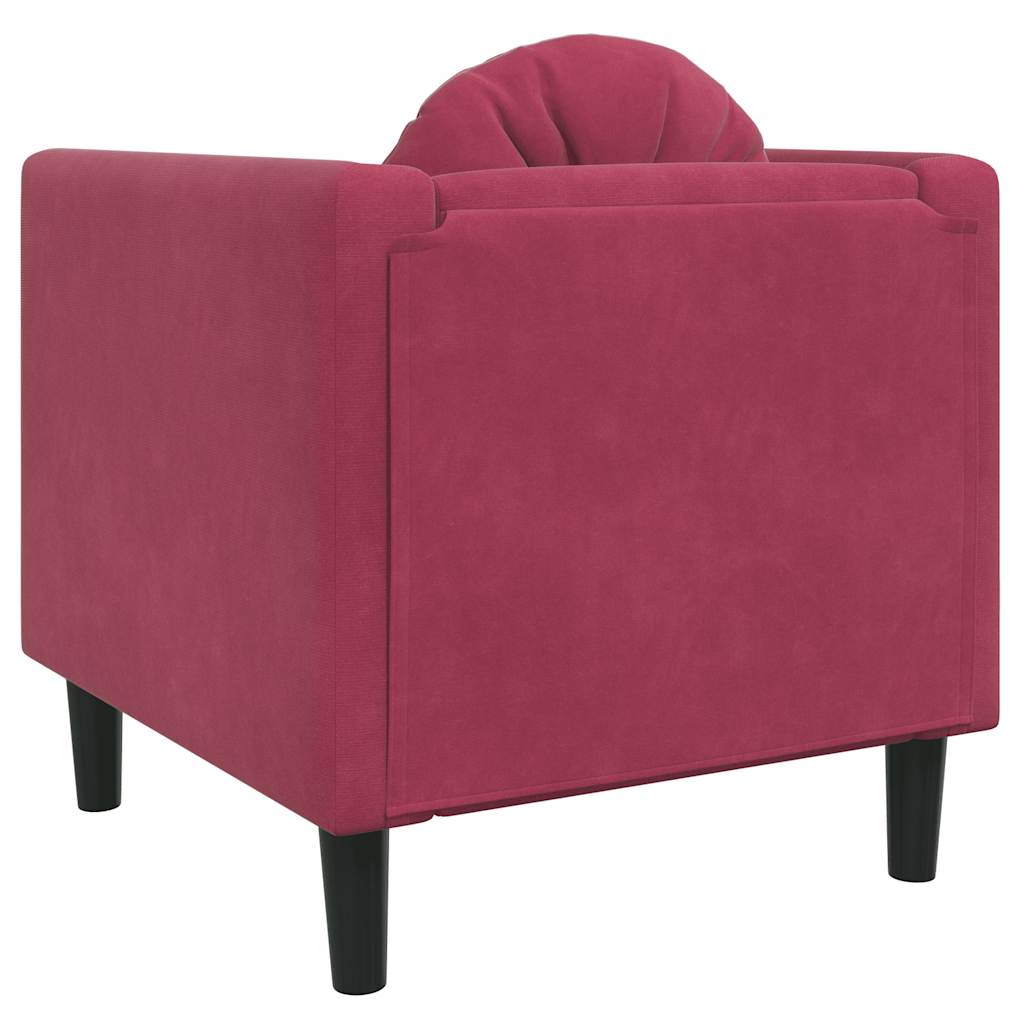 Fauteuil avec coussin rouge bordeaux velours - XIOS