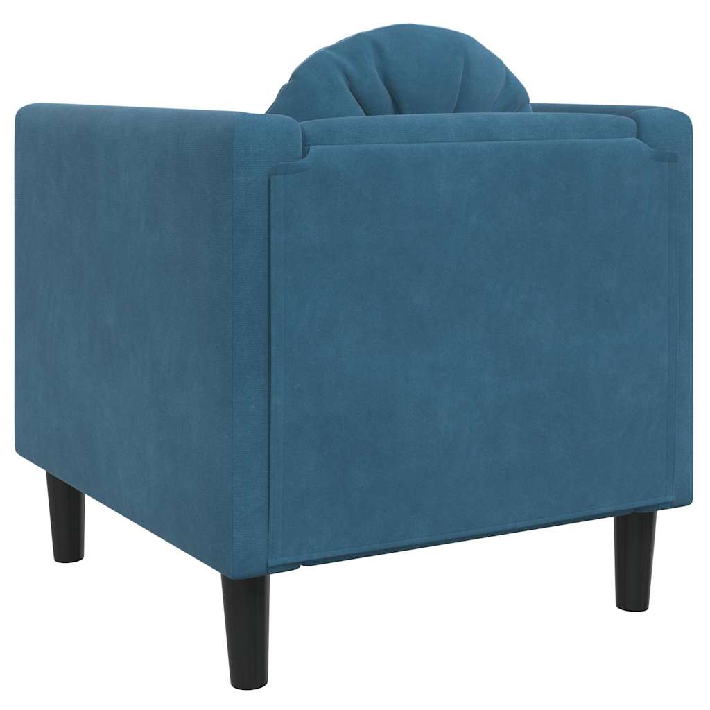 Fauteuil avec coussin bleu velours - XIOS