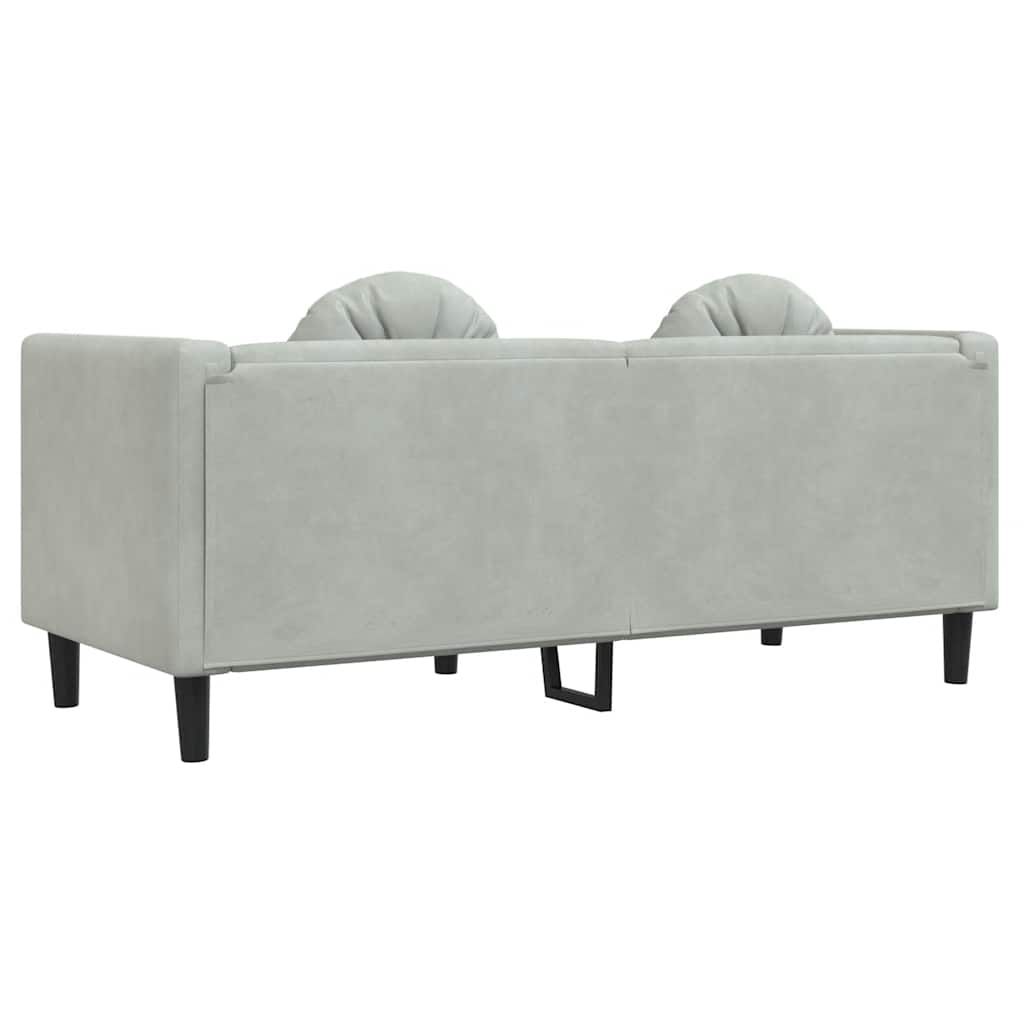 Canapé avec coussins 2 places gris clair velours - XIOS