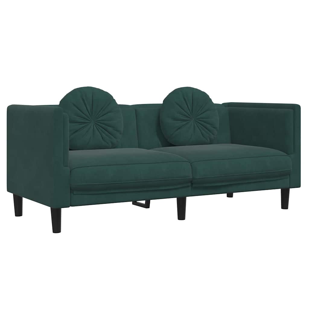 Canapé avec coussins 2 places vert foncé velours - XIOS