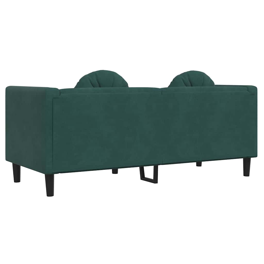 Canapé avec coussins 2 places vert foncé velours - XIOS