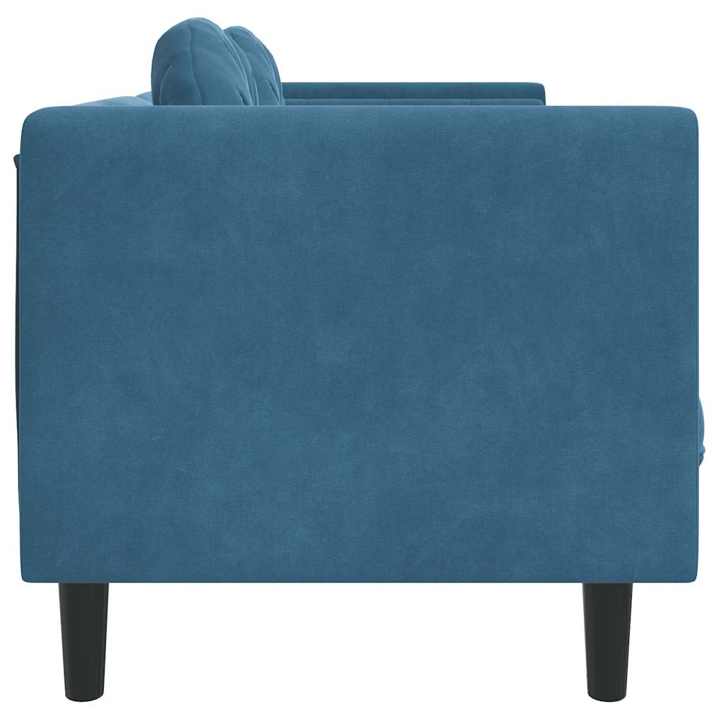 Canapé avec coussins 2 places bleu velours - XIOS