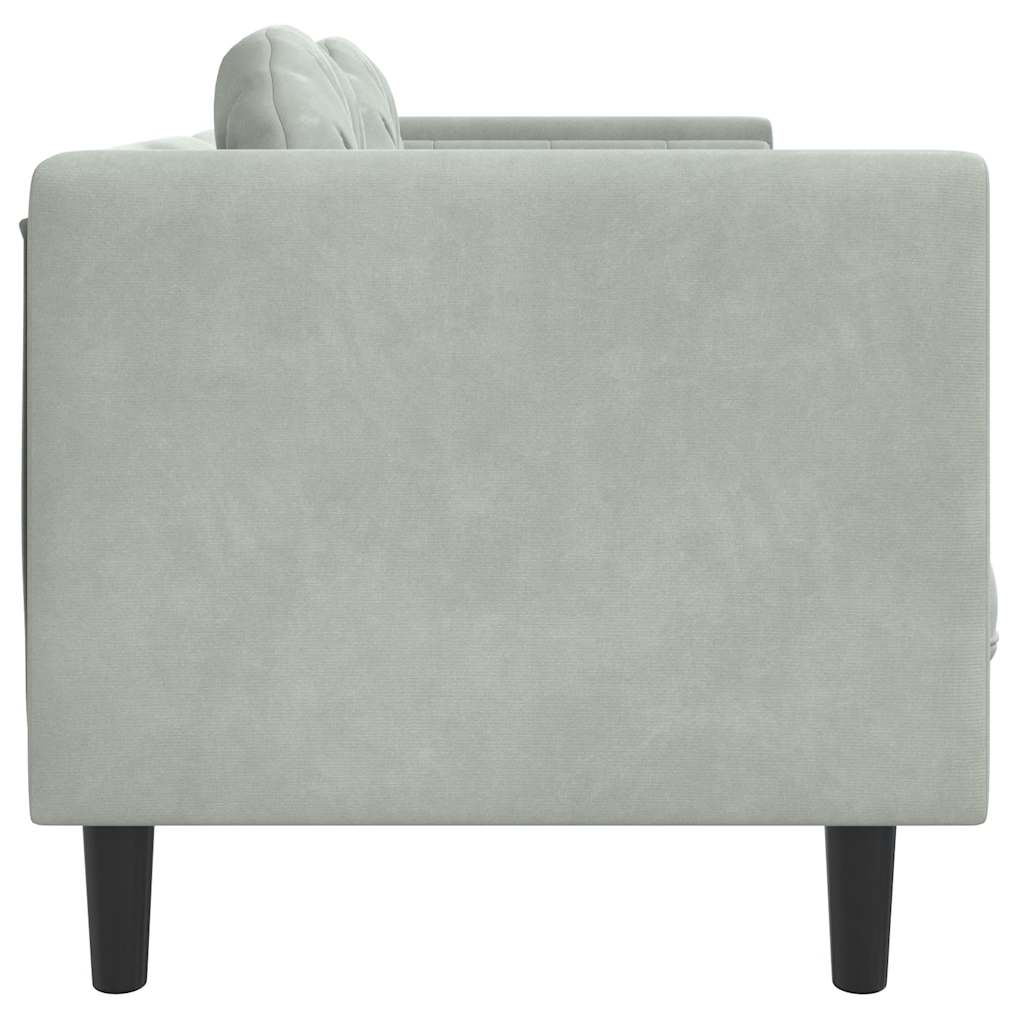 Canapé avec coussins 3 places gris clair velours - XIOS