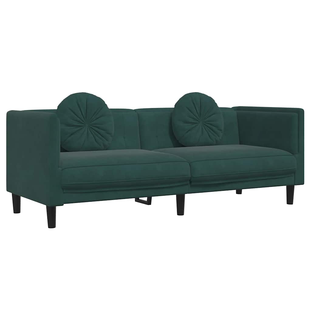 Canapé avec coussins 3 places vert foncé velours - XIOS