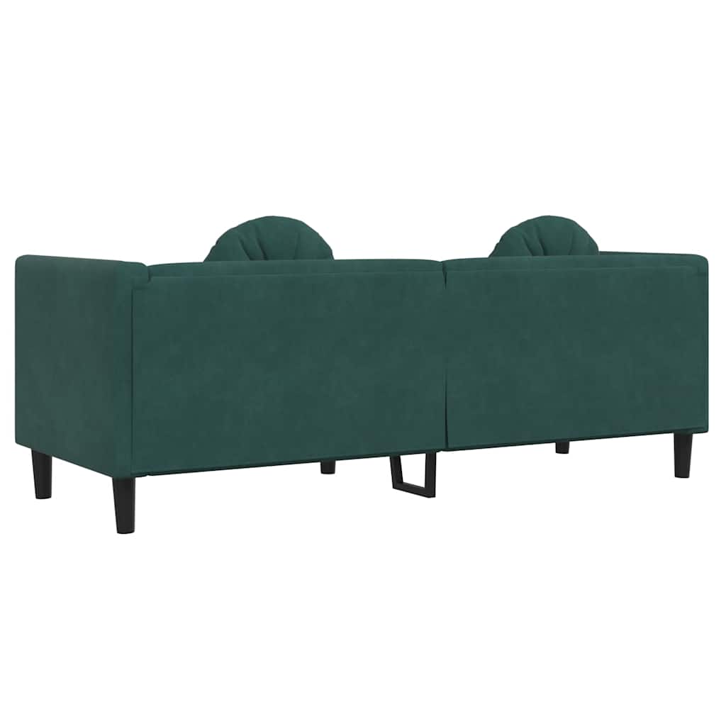 Canapé avec coussins 3 places vert foncé velours - XIOS