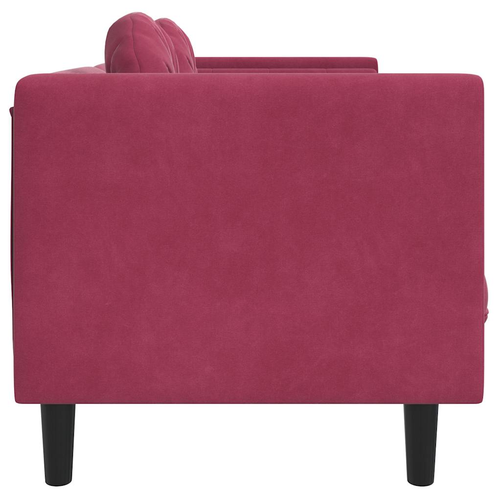 Canapé avec coussins 3 places rouge bordeaux velours - XIOS