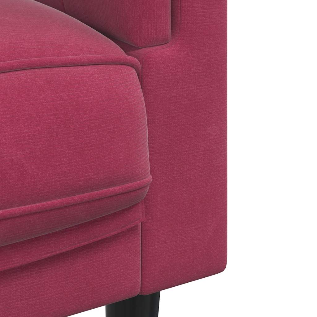 Canapé avec coussins 3 places rouge bordeaux velours - XIOS