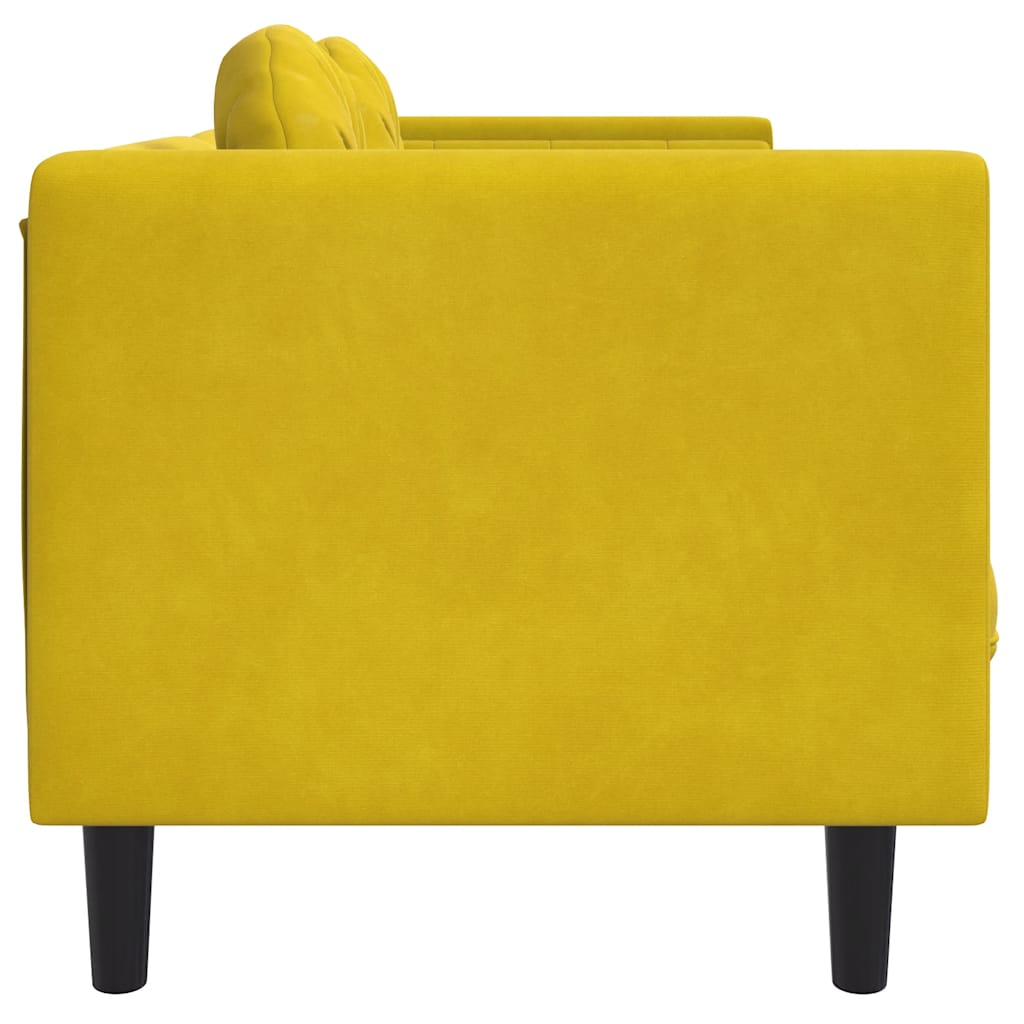 Canapé avec coussins 3 places jaune velours - XIOS