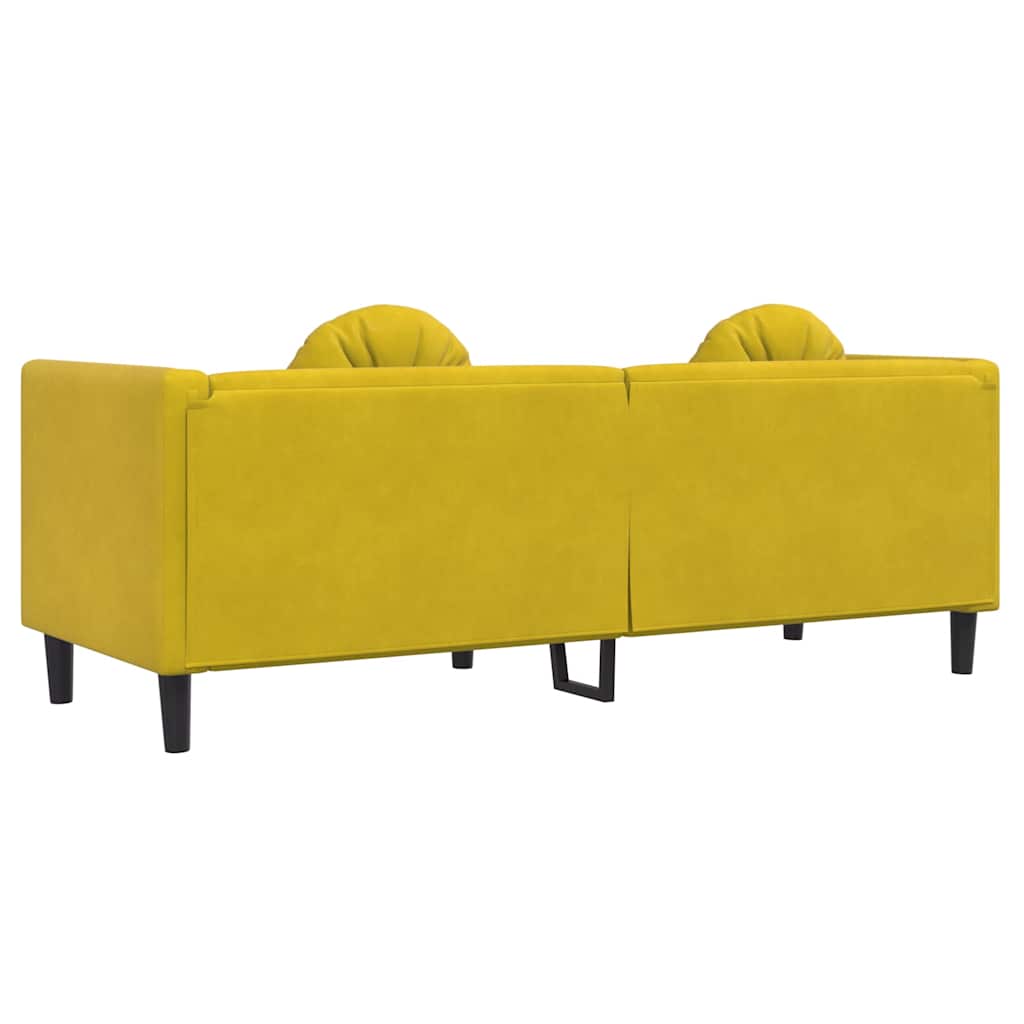 Canapé avec coussins 3 places jaune velours - XIOS
