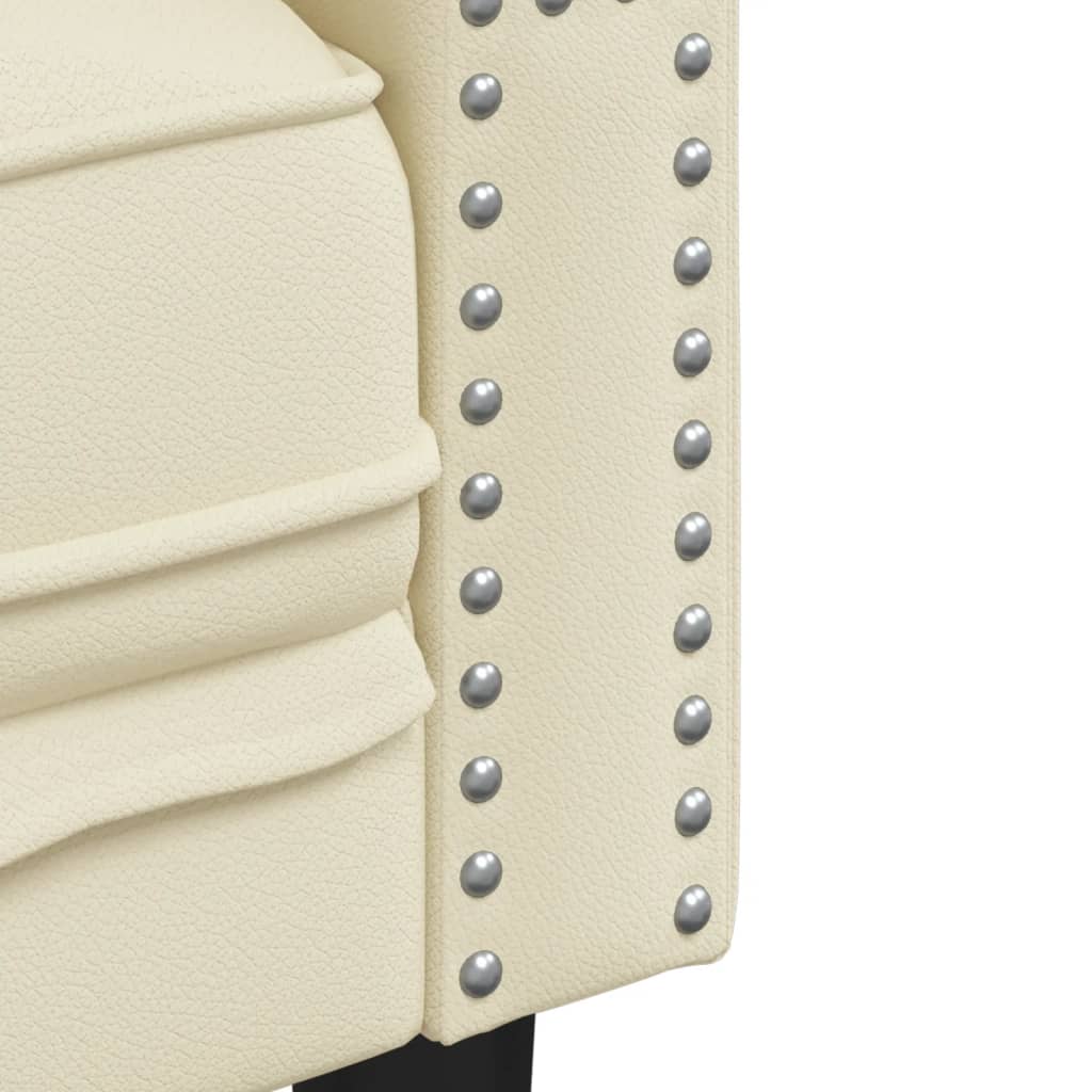 Fauteuil Chesterfield crème similicuir - XIOS