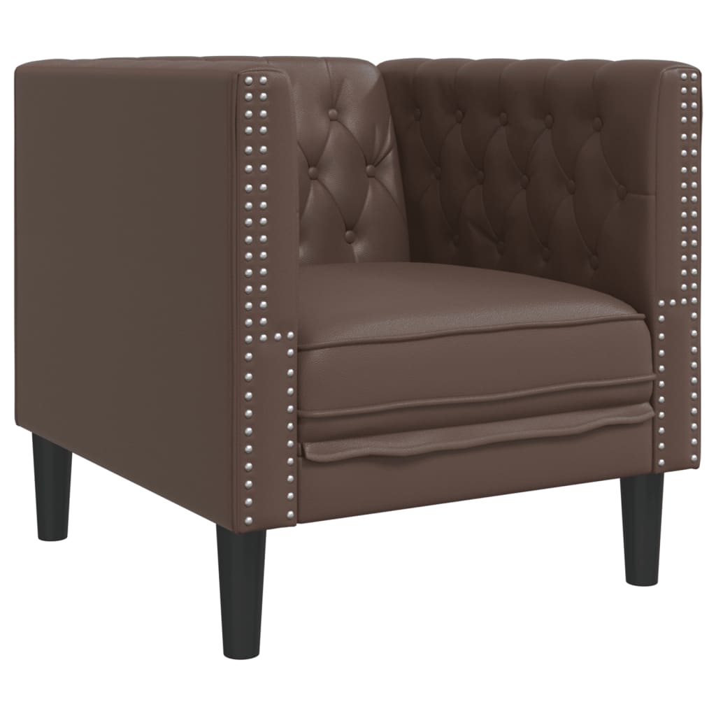 Fauteuil Chesterfield marron similicuir - XIOS