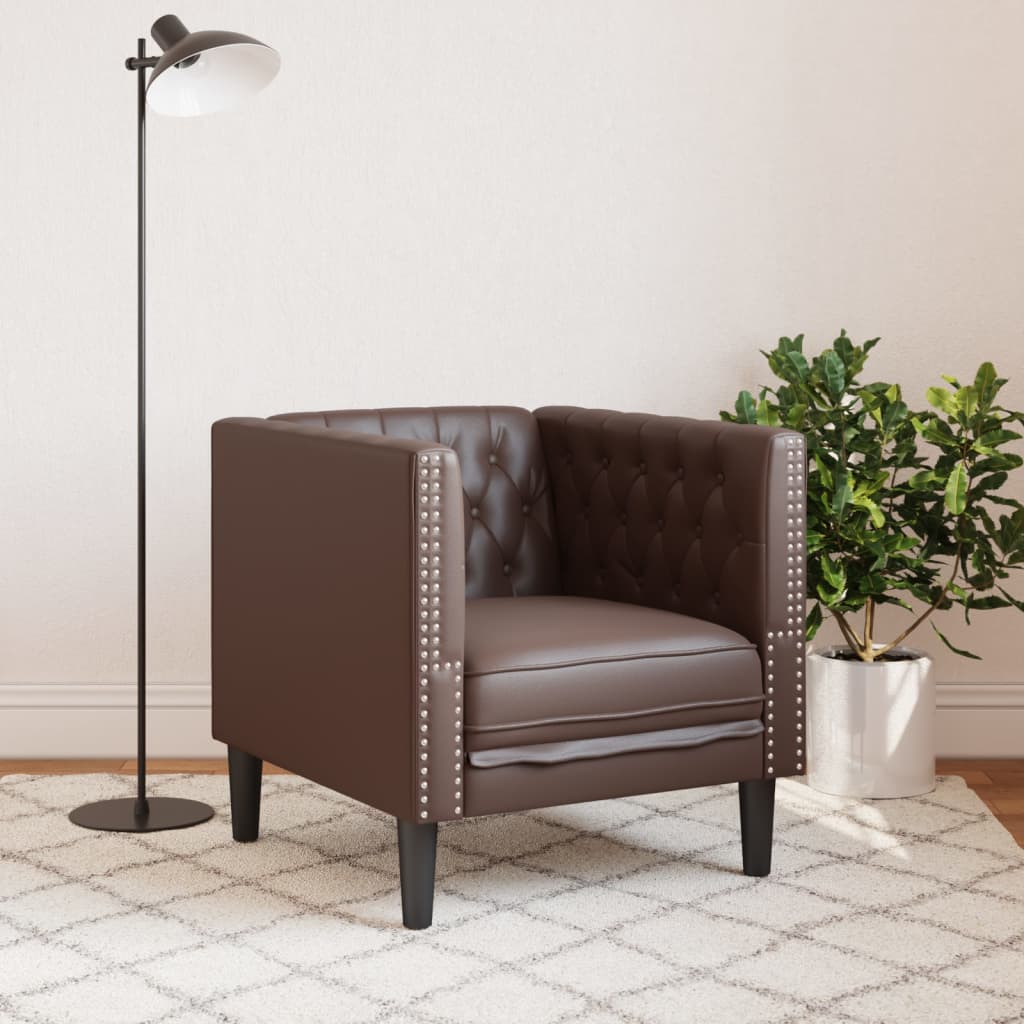 Fauteuil Chesterfield marron similicuir - XIOS
