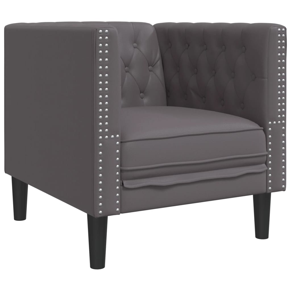 Fauteuil Chesterfield gris similicuir - XIOS