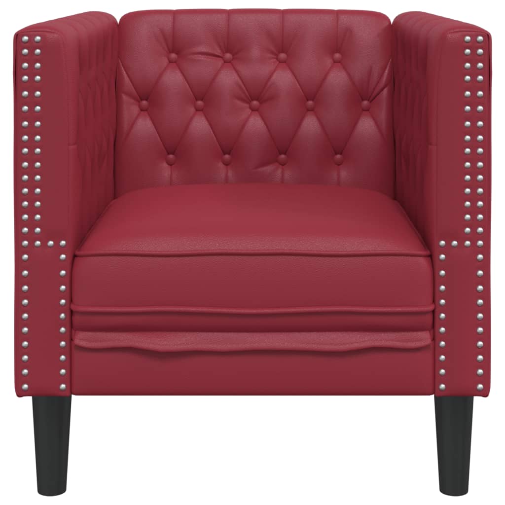 Fauteuil Chesterfield rouge bordeaux similicuir - XIOS