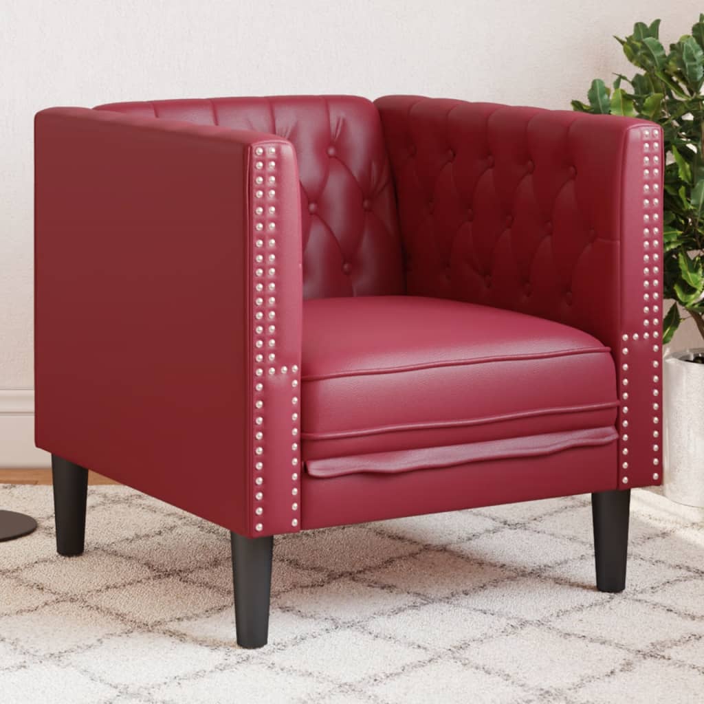 Fauteuil Chesterfield rouge bordeaux similicuir - XIOS