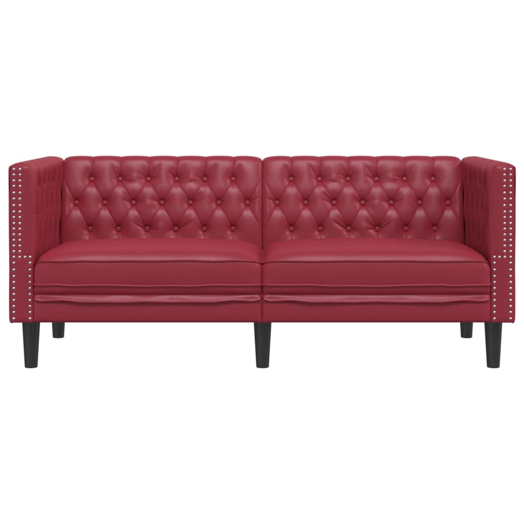 Canapé à 2 places Chesterfield rouge bordeaux similicuir - XIOS