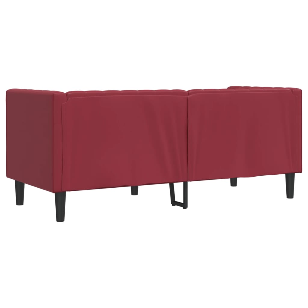 Canapé à 2 places Chesterfield rouge bordeaux similicuir - XIOS