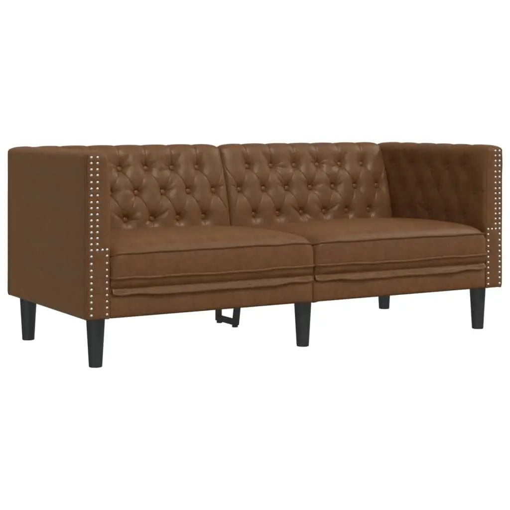 Canapé à 2 places Chesterfield marron similicuir daim - XIOS